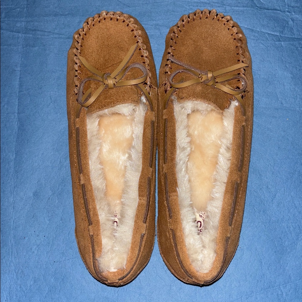 Brown Suede Moccasin Slippers